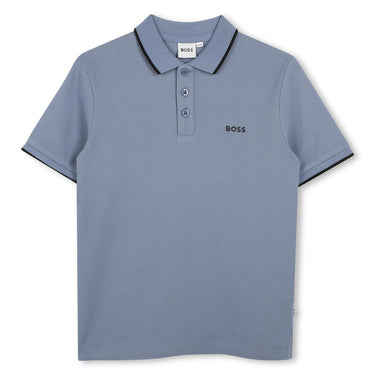 BOSS playera polo para niño y adolescente gris-azulado